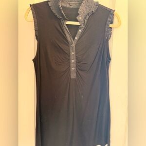 BCBGMaxAzria Black Sleeveless Blouse with Button Accents